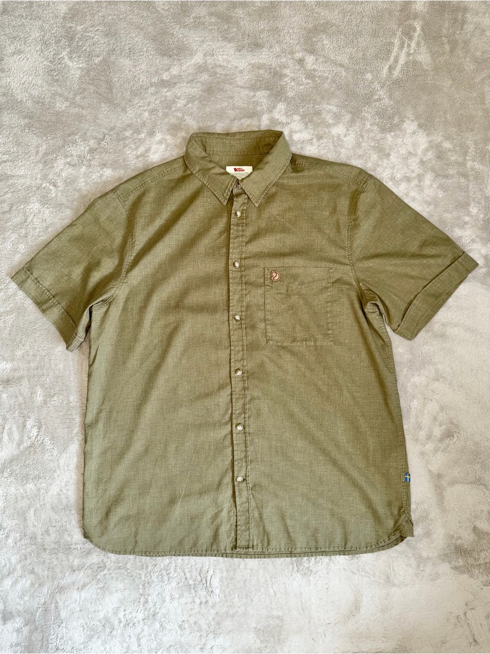 Fjallraven Ovik Travel Shirt Men’s XL Green Hemp Blend Button Up SS Gorpcore